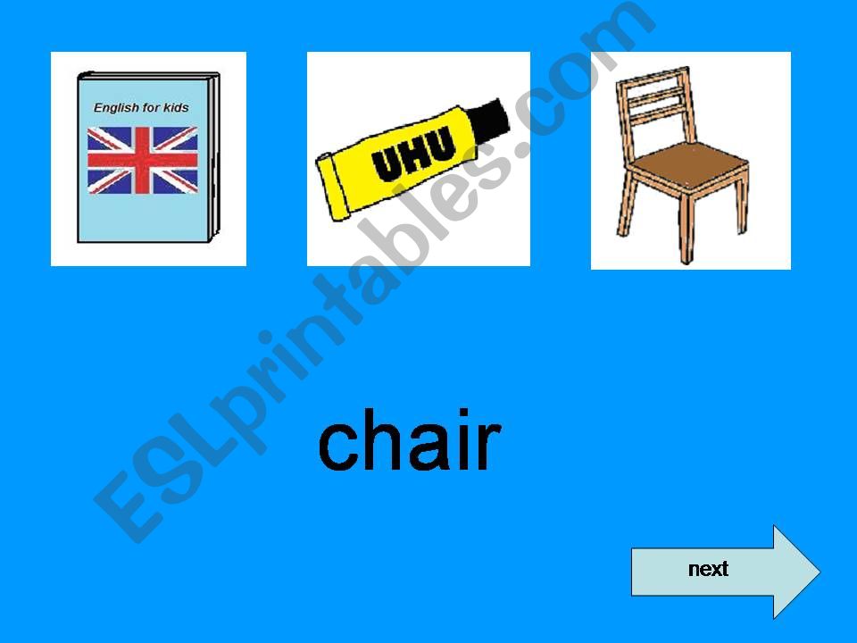 In the classroom -match the words and pictures