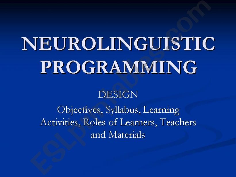 Neurolinguistic Programming powerpoint