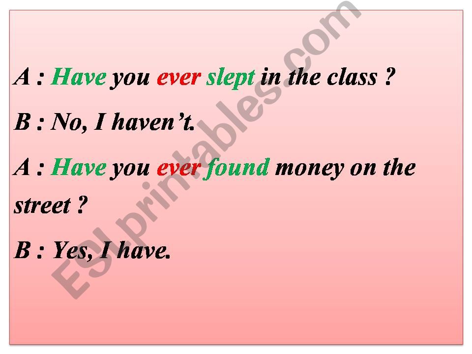 Have you ever ... ? powerpoint