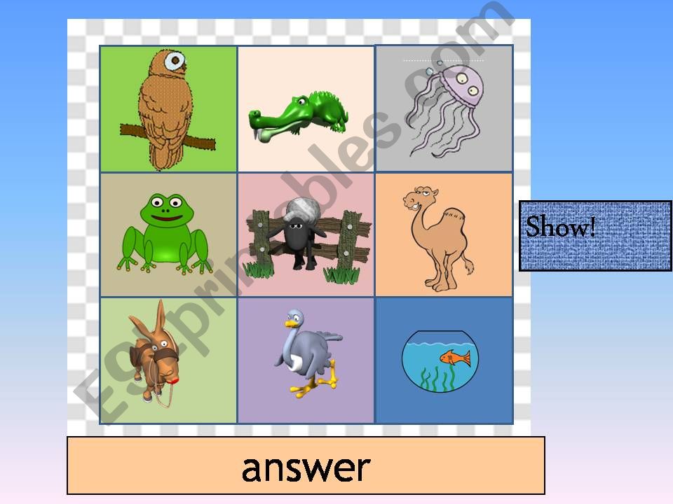 Reveal Puzzle animal gifs template. 4/4