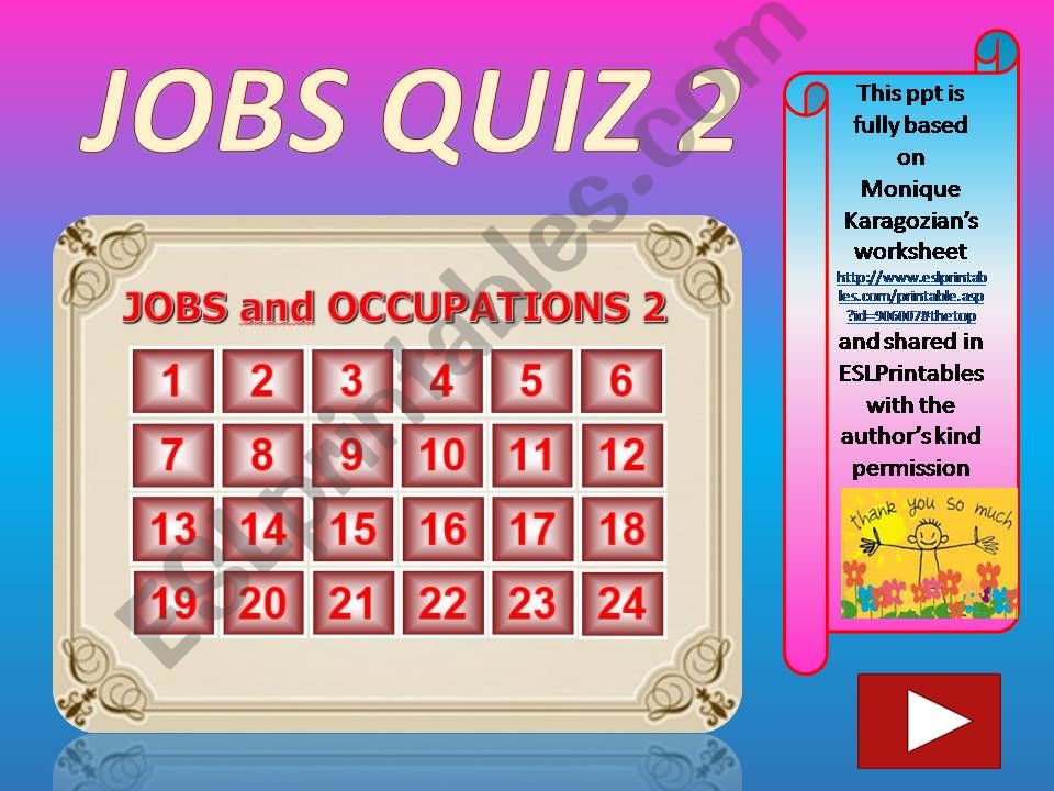 Jobs and Occupations QUIZ 2 (out of 4)