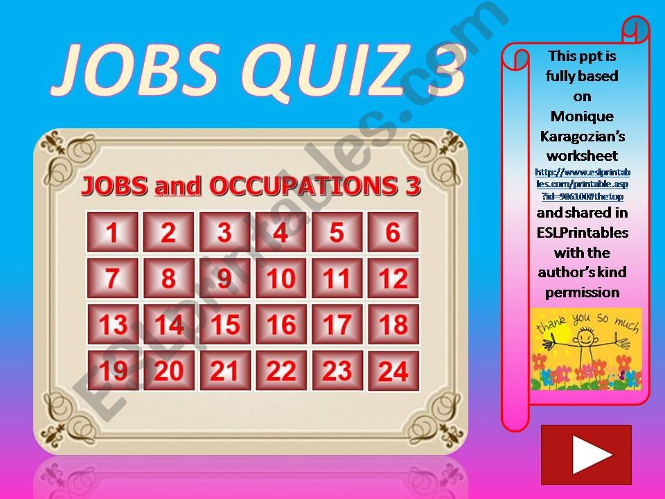Jobs and Occupations QUIZ 3 (out of 4)