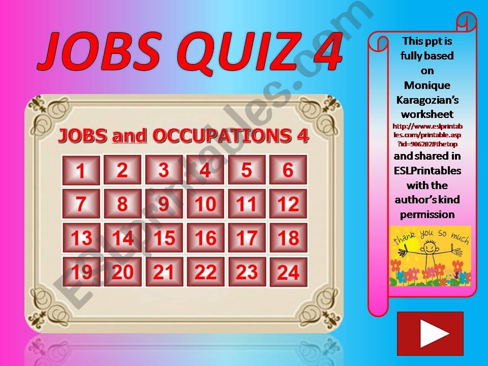 Jobs and Occupations QUIZ 4 (out of 4)