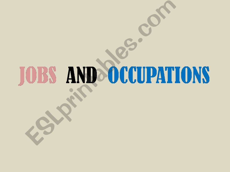 Jobs and occupations powerpoint