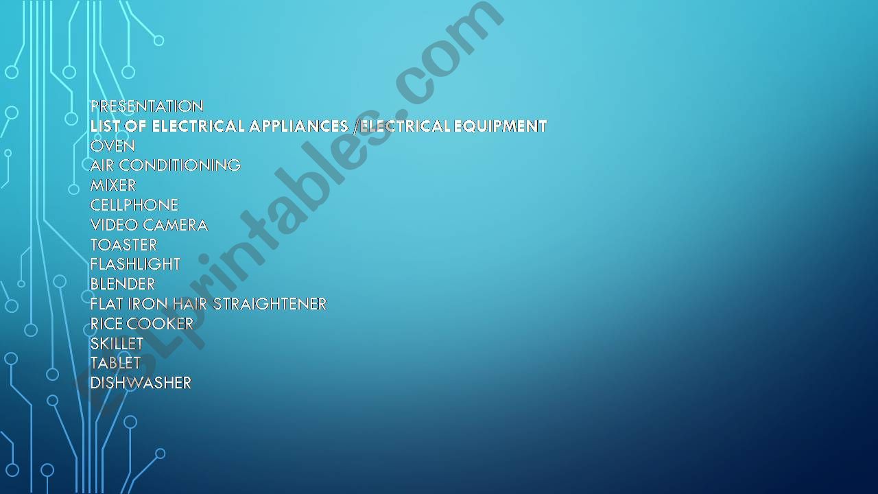 electrical appliances powerpoint