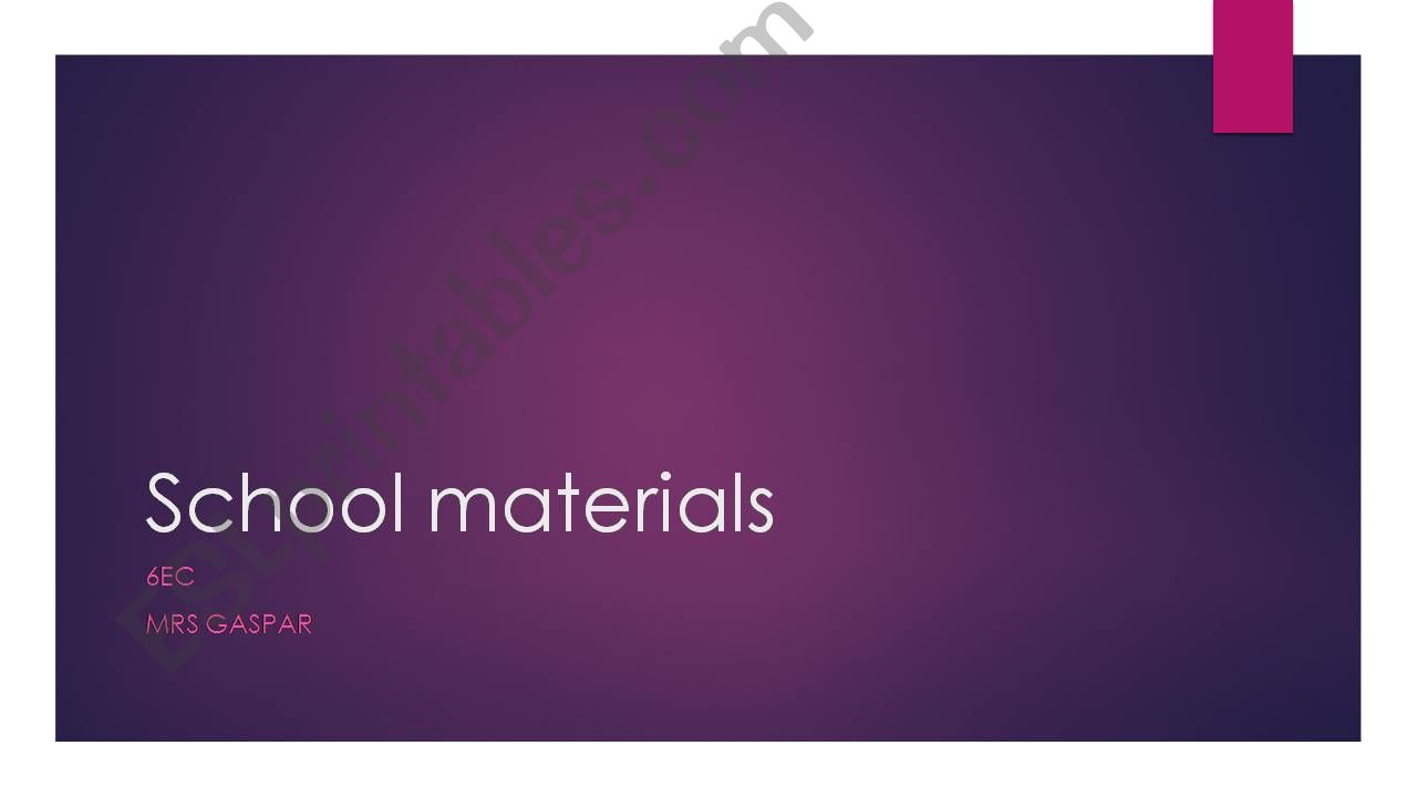 SCHOOL OBJECTS powerpoint