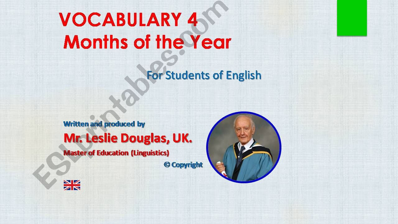 VOCABULARY 4. Months of the Year Game