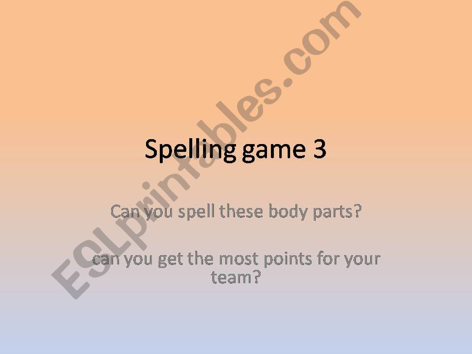 spelling game body parts powerpoint