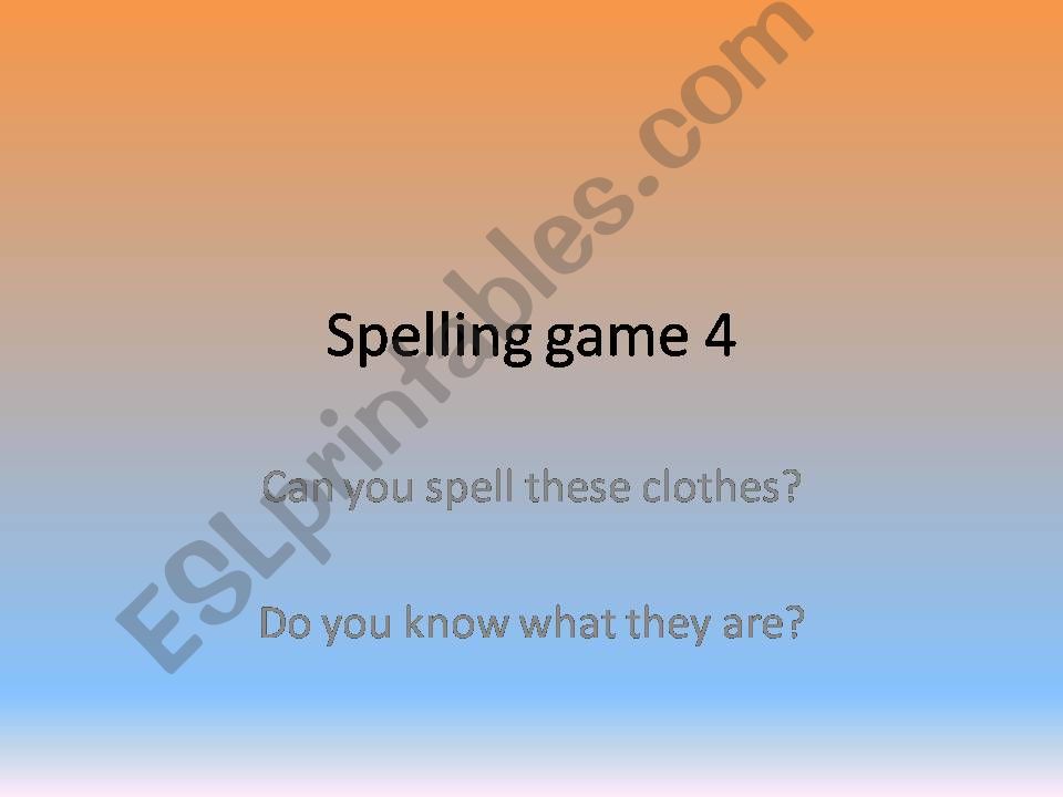 spelling game clothes powerpoint