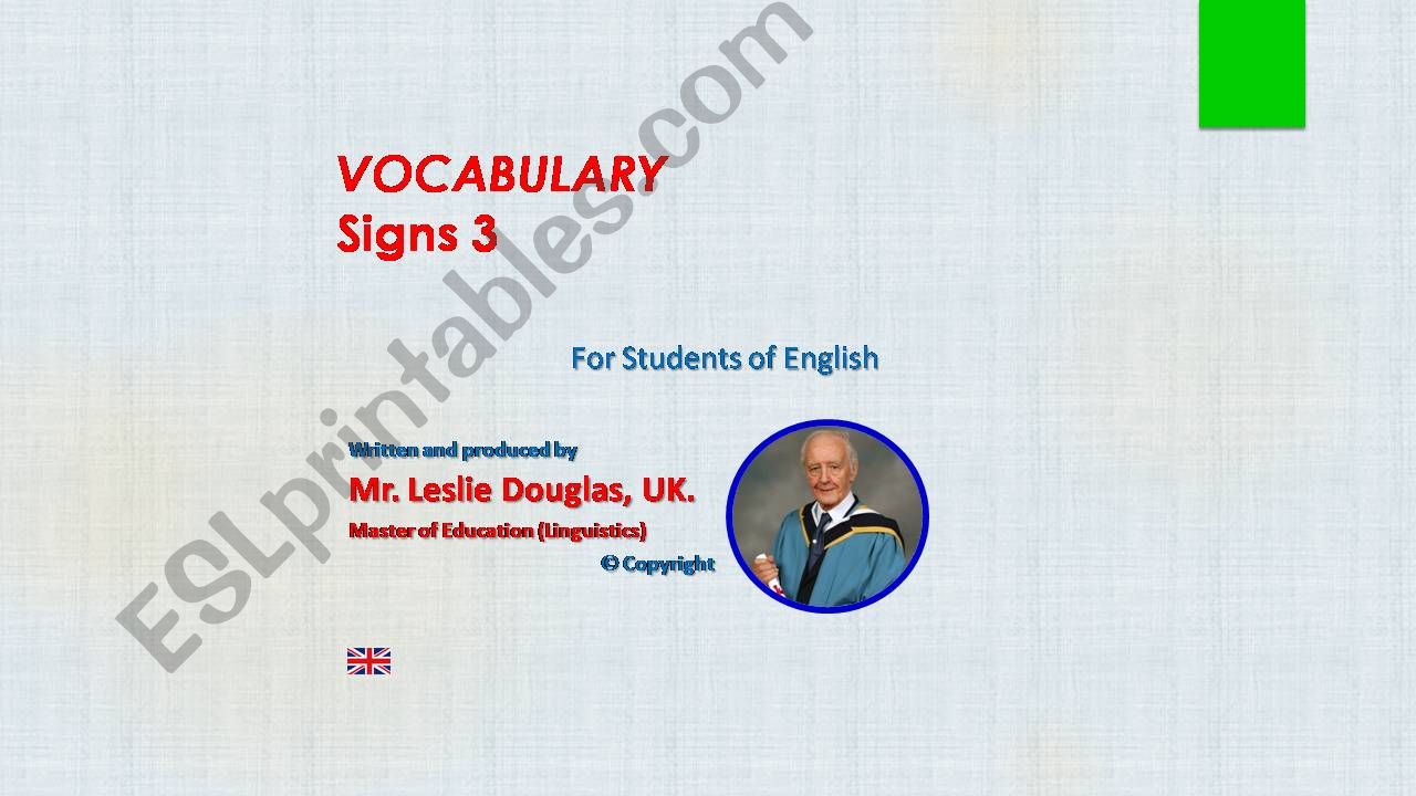 VOCABULARY, SIGNS 3 powerpoint
