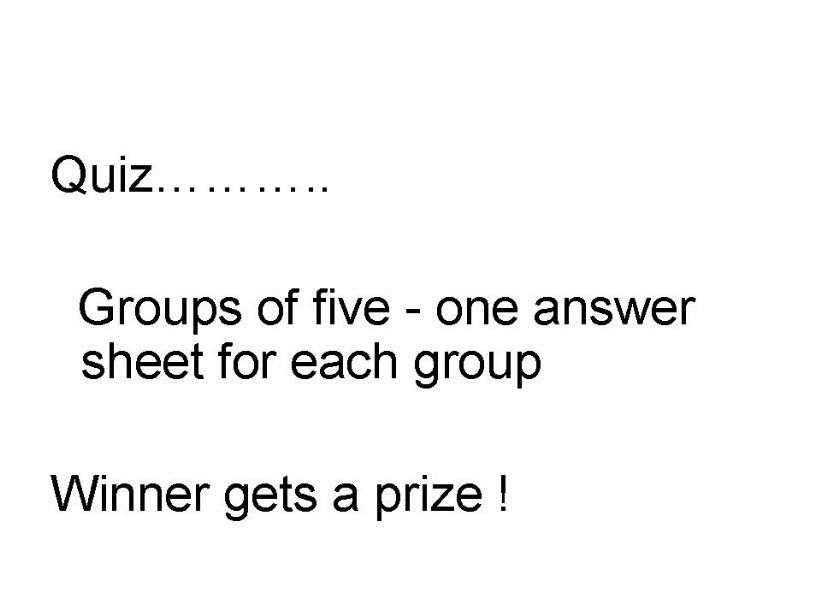 short introductory grammar/general knowledge quiz