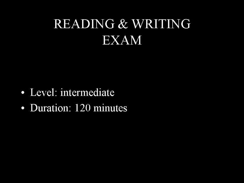 reading&writing exam powerpoint