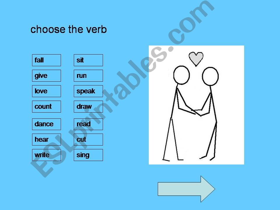 Choose the right verb - matching task