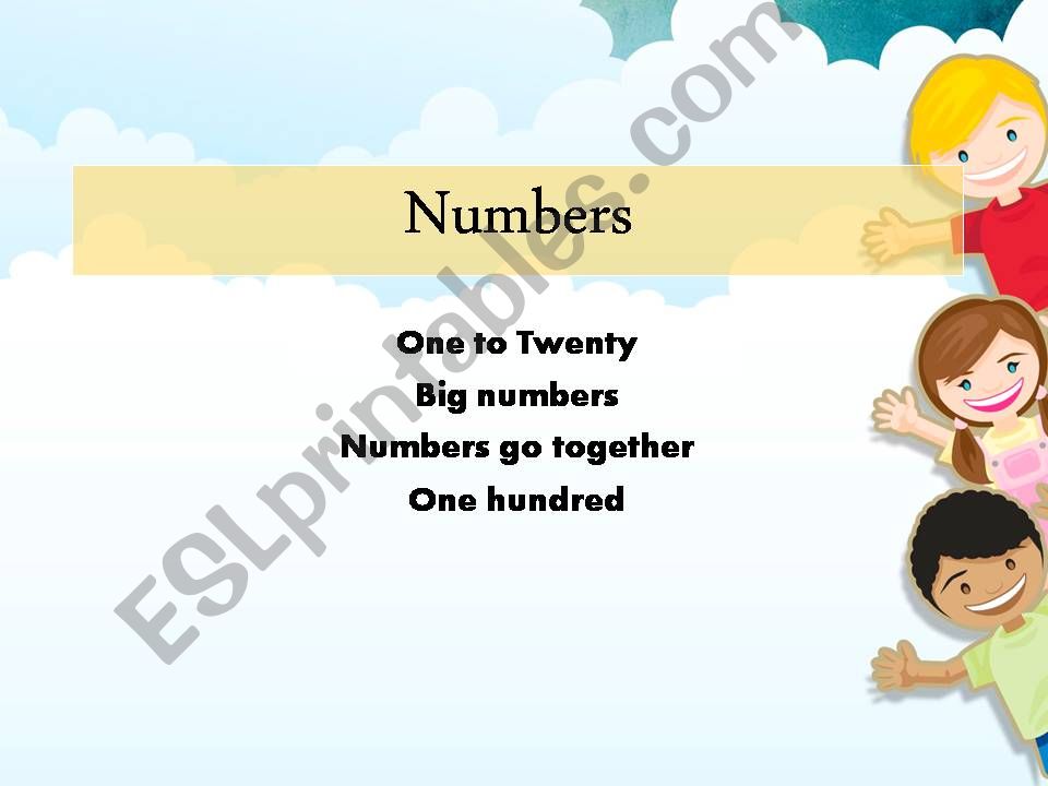 Numbers from 1 - 20 and big numbers