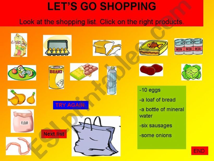 Shopping list - Let´s go shopping