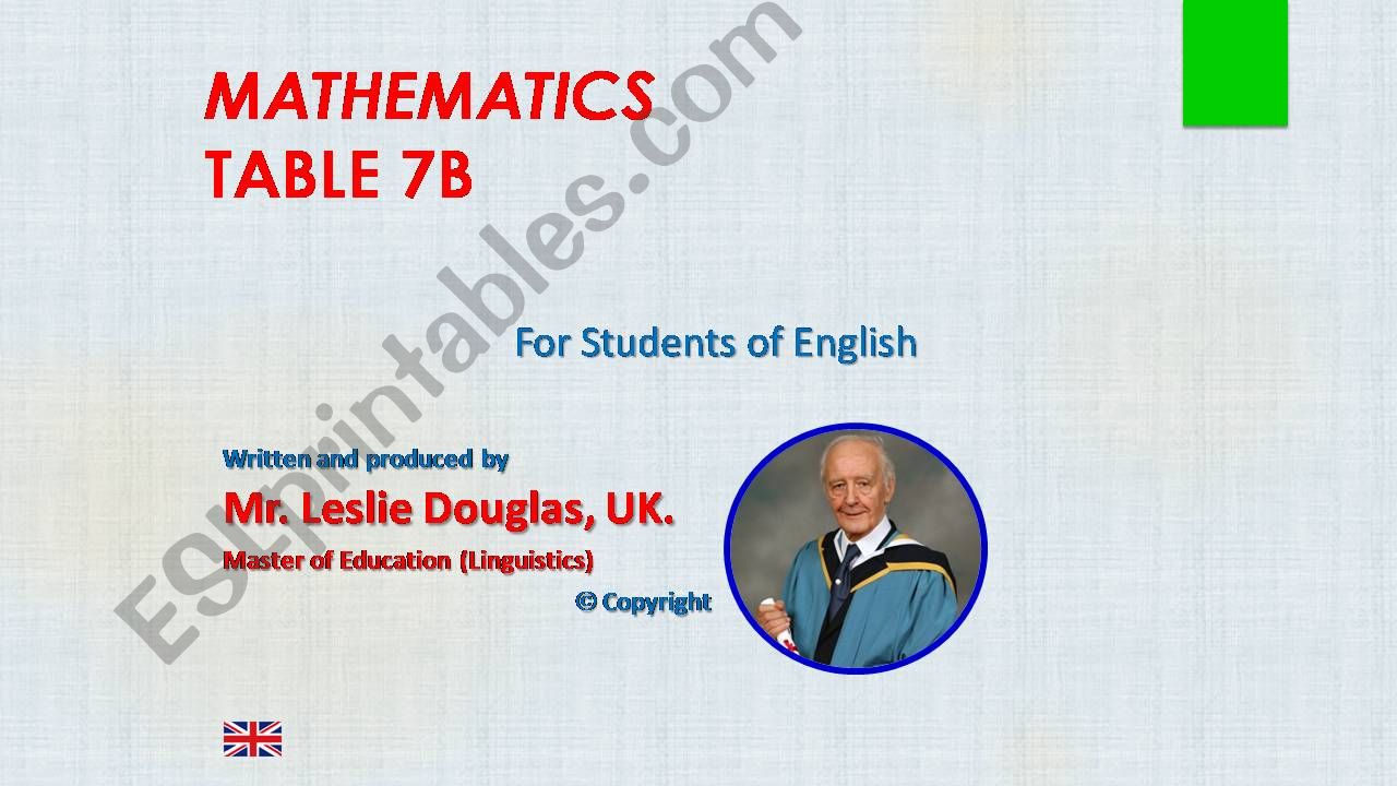 Times Table, 7B powerpoint