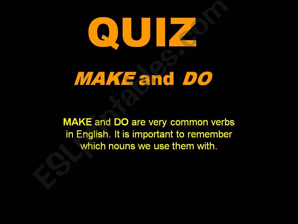 Make and Do Quiz powerpoint