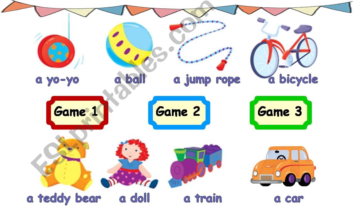 Toys games(8 toys, 3 games) powerpoint