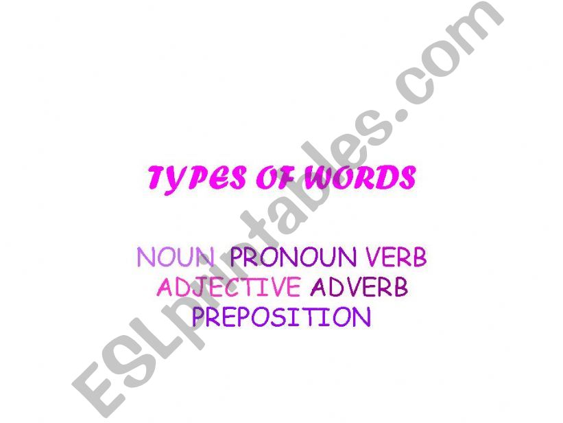 types of words powerpoint