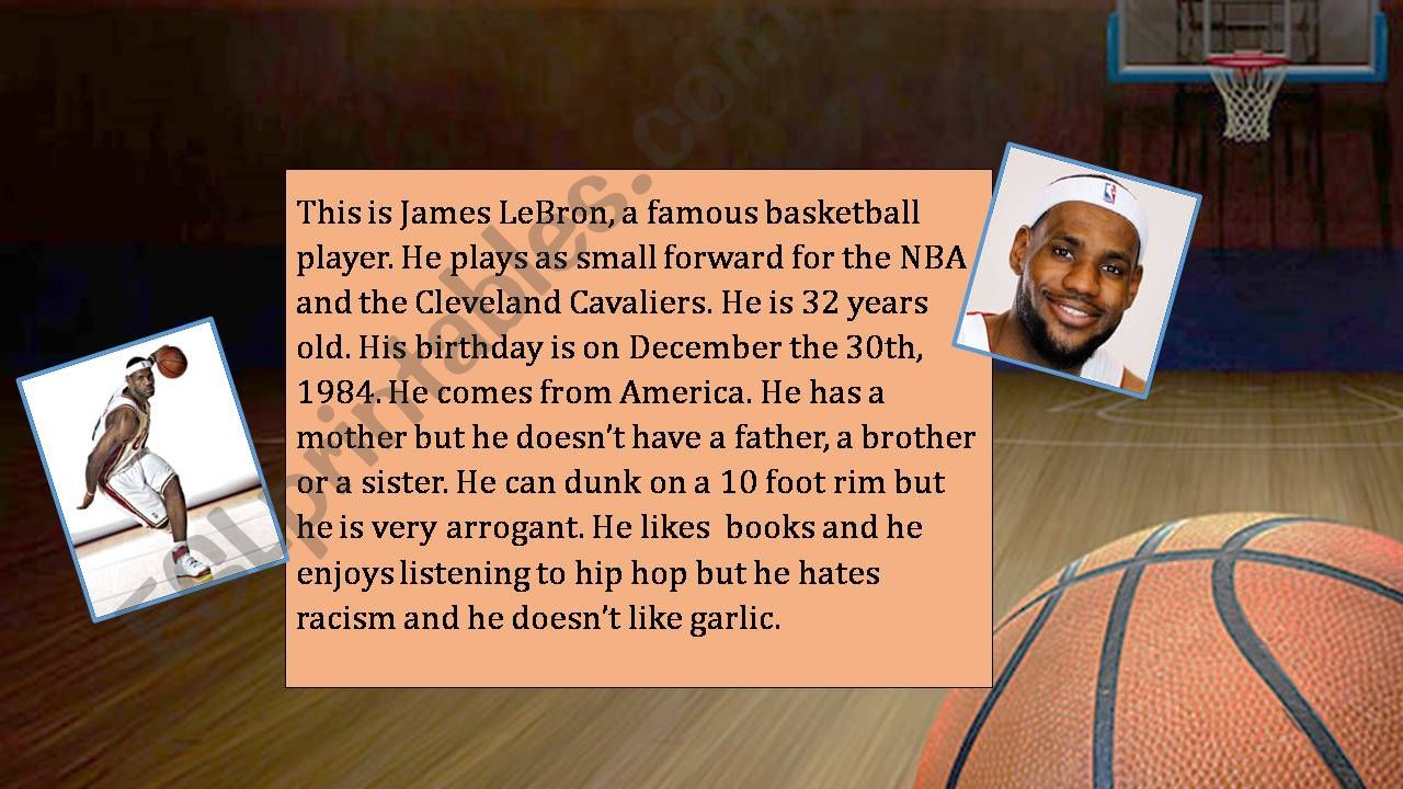 Correction Reading Comprehension Lebron James Basketball Present simple