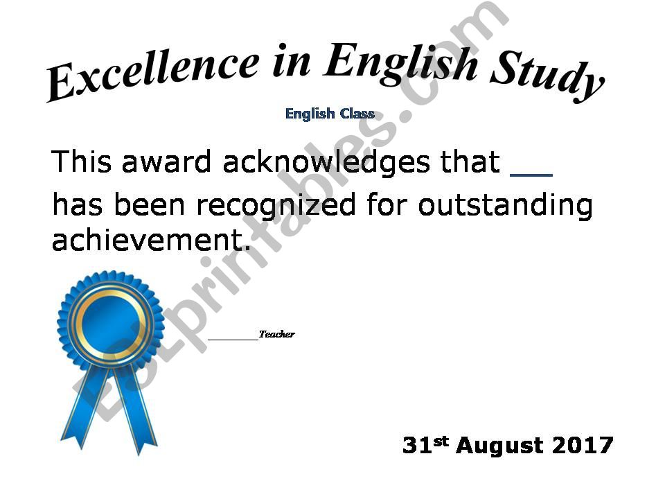 Certificate for Achievment powerpoint