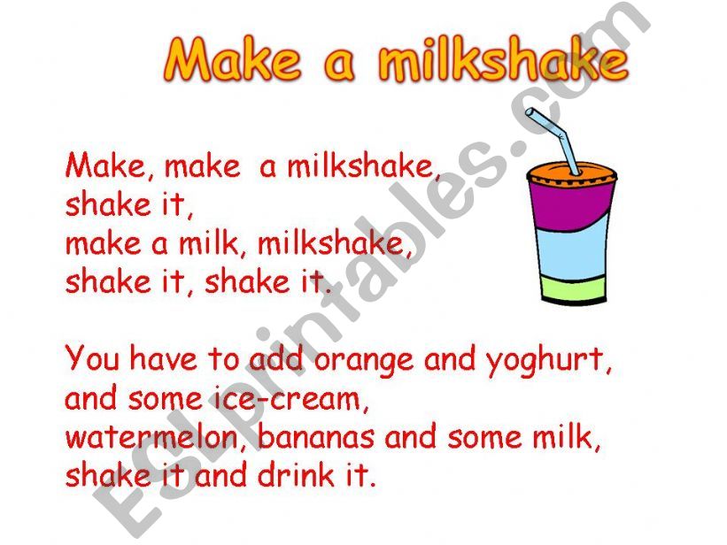 Song: Make a milkshake powerpoint