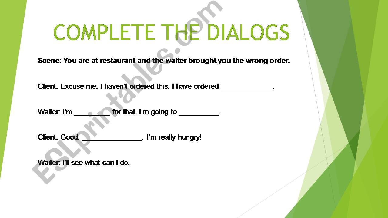 Complete the Dialogs Conversation Practice