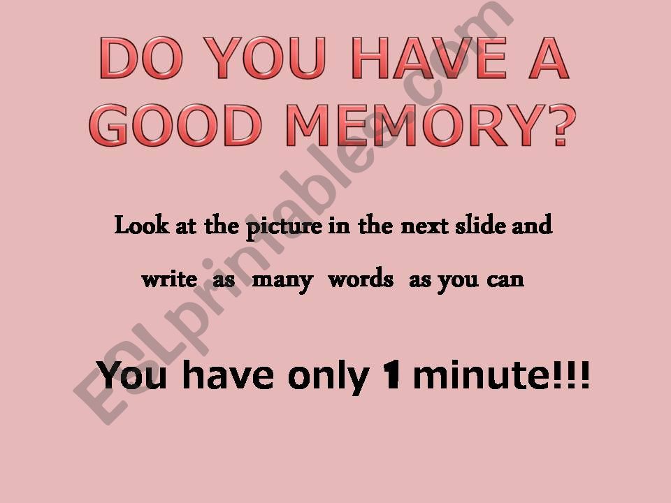 Memory game: Whats there in the room?