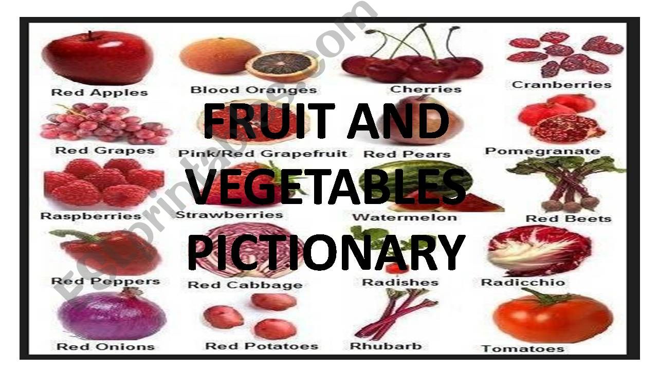 fruit and vegetables pictionary