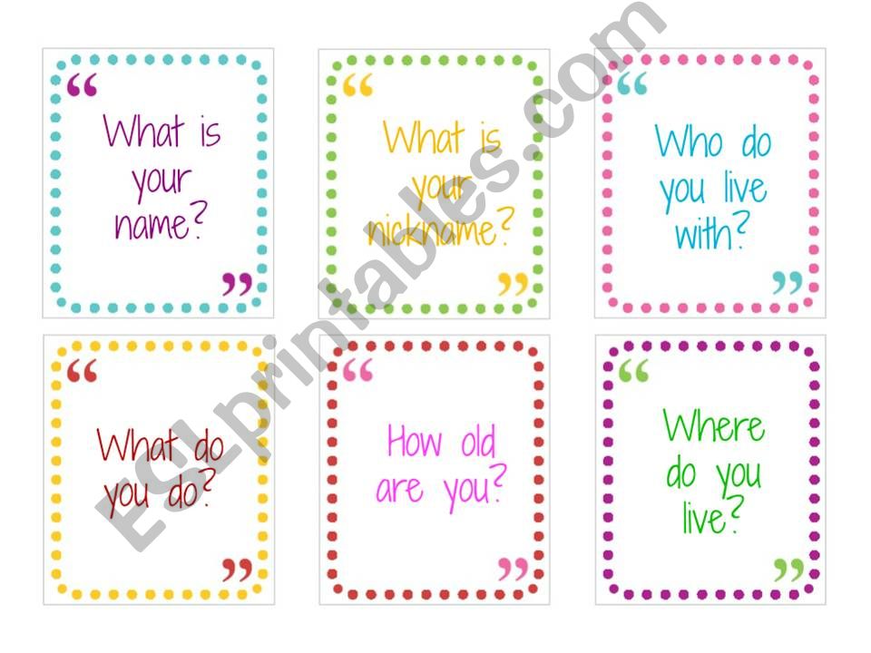 PERSONAL INFORMATION CONVERSATION CARDS
