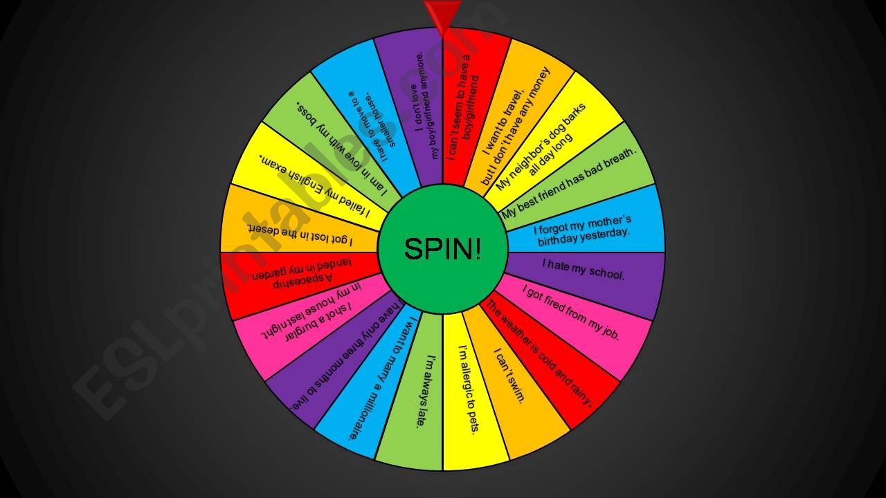 SPINNING WHEEL ADVICE/SUGGESTION (had better/ought to/should) 