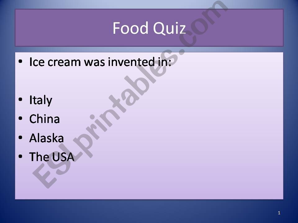 Food Quiz powerpoint