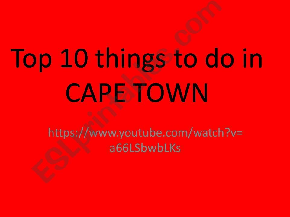 What will you do in Cape Town? Listening activity