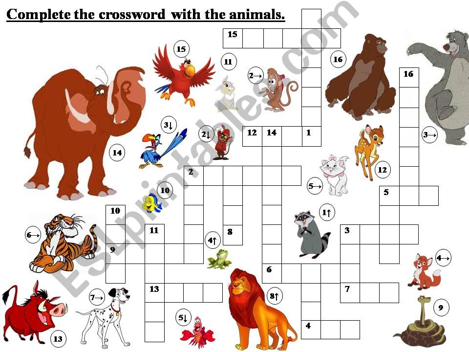 Disney animals crossword powerpoint