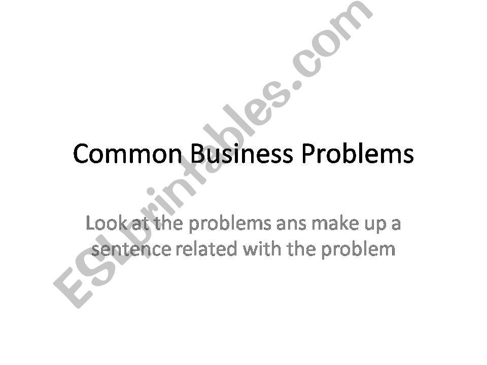 Common Business Problems for Business English