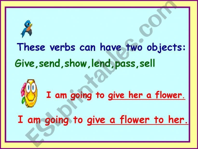 Verbs with two objects powerpoint