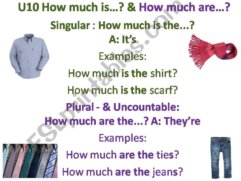 ESL - English PowerPoints: How much is & how much are......?