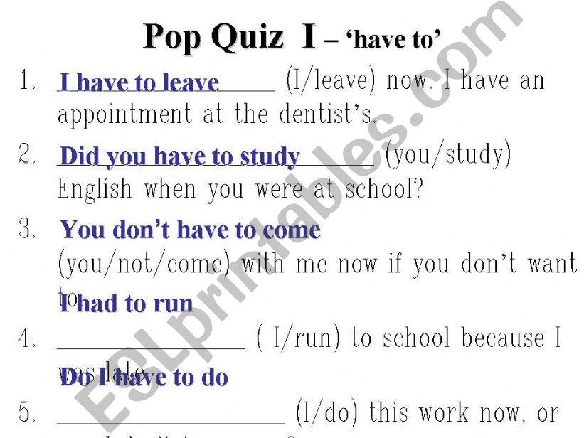 Pop Quiz I have to powerpoint