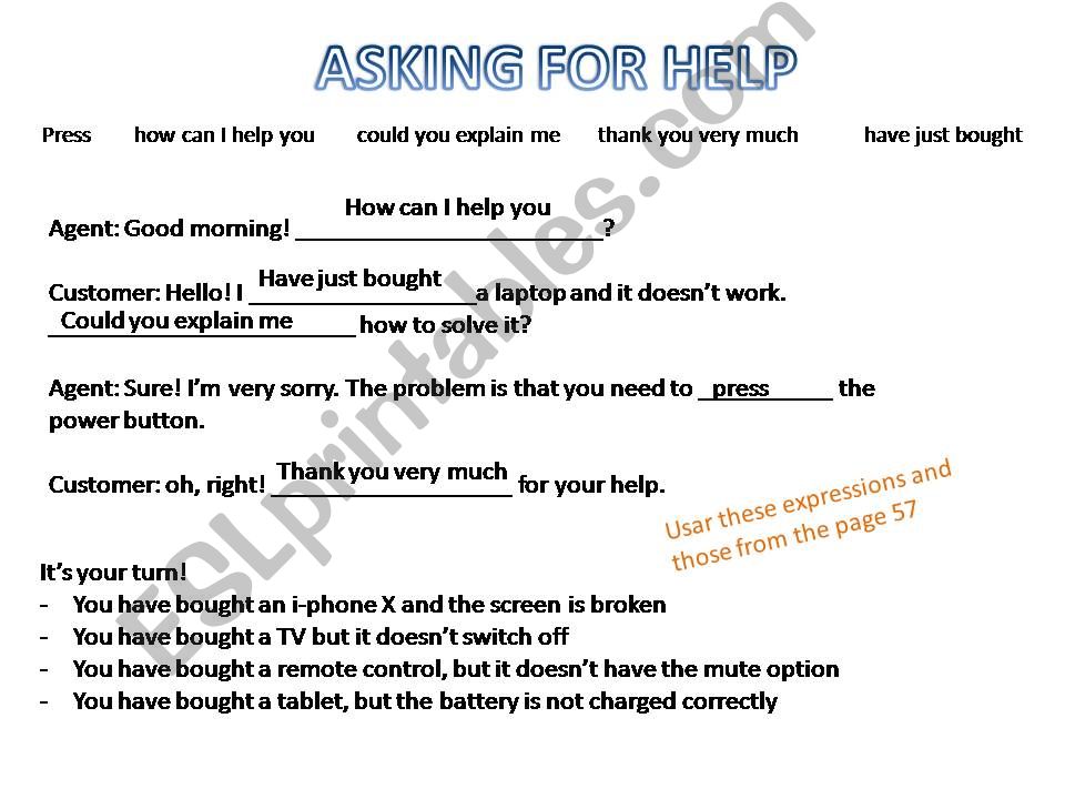 Role play asking for help powerpoint