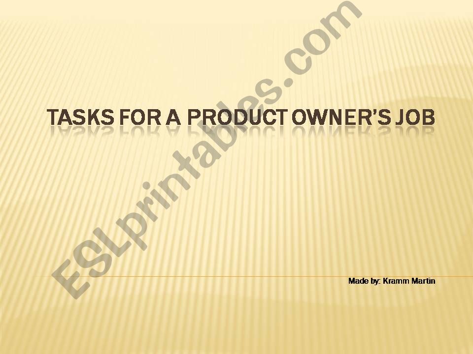Tasks for the Product Owner powerpoint