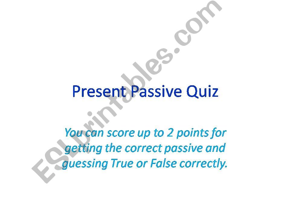 Present Passive Quiz powerpoint