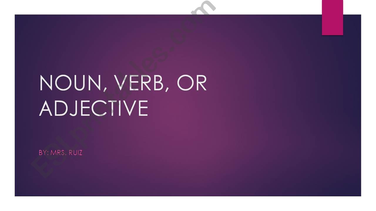 Noun, Verb, or Adjective powerpoint