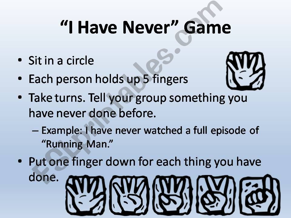 I Have Never / Never Have I Ever PowerPoint Game (fully editable)