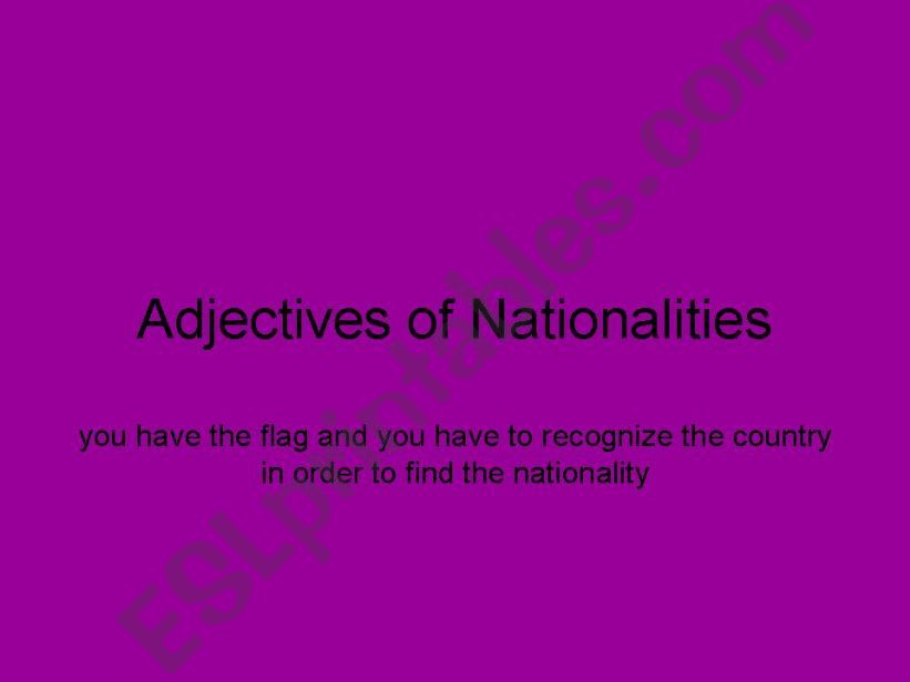 adjectives of nationality powerpoint