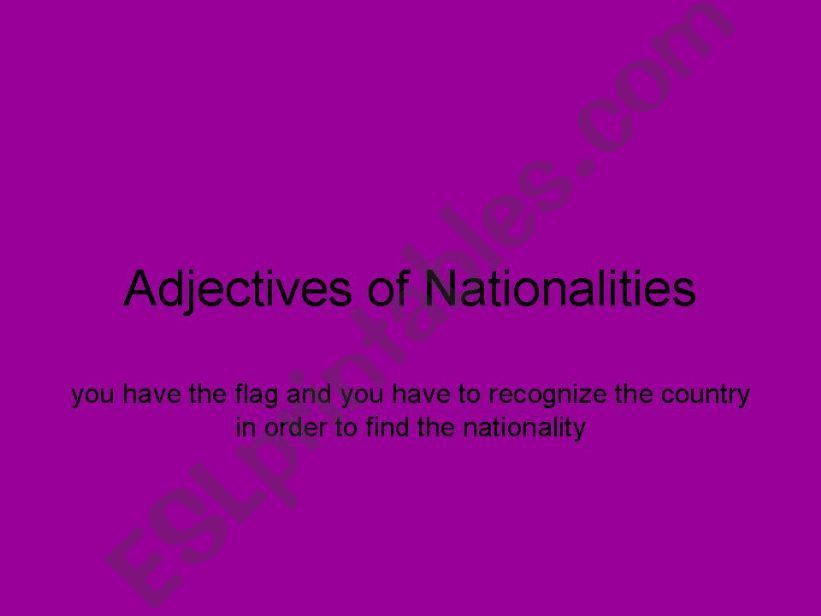 adjectives of nationality powerpoint