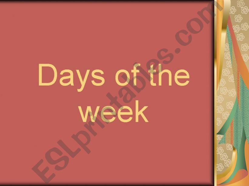 Days of the week powerpoint