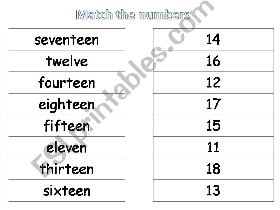 Match the numbers powerpoint