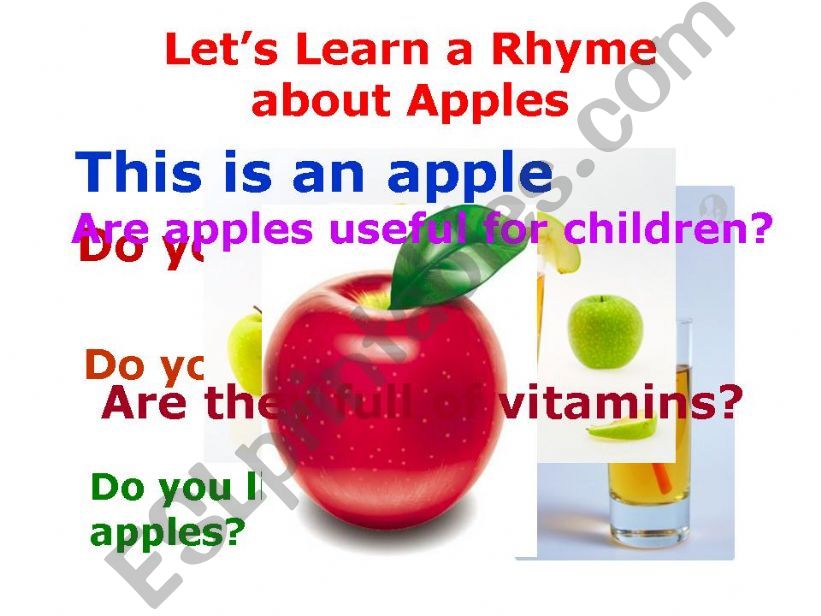 Rhyme about Apples part 1 powerpoint