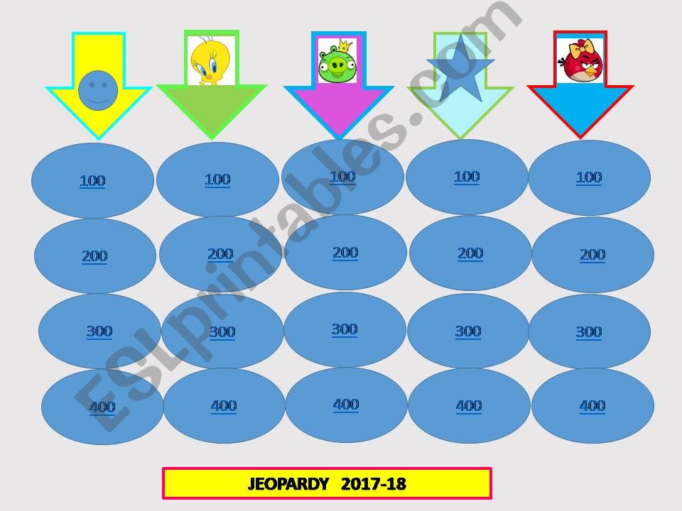 Jeopardy Game - Upper Intermediate 