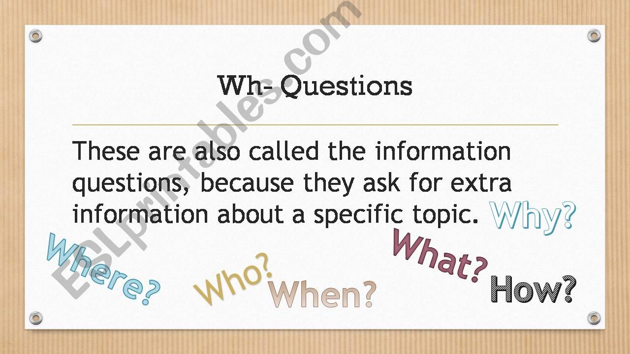 Wh Questions Explanation powerpoint